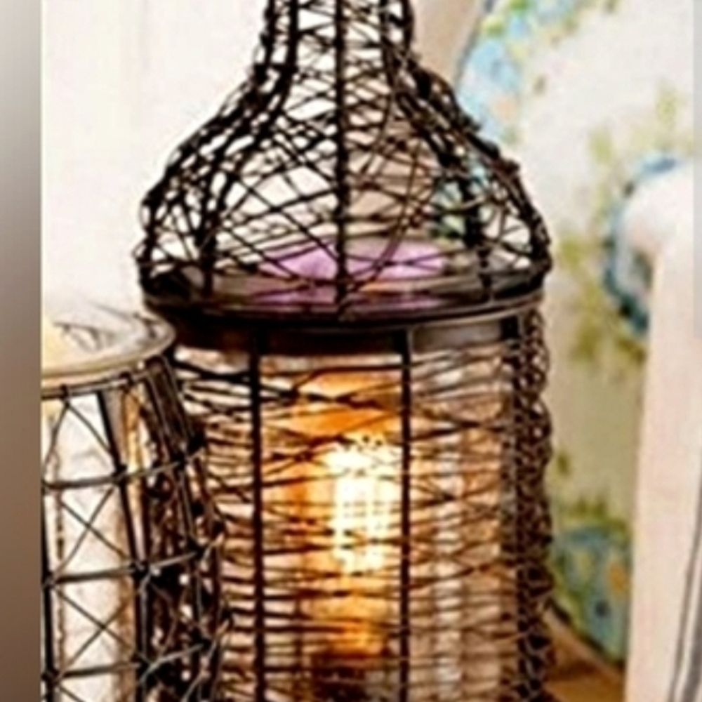 Rustic Brown Woven Lantern Candle Holder - Home Accents